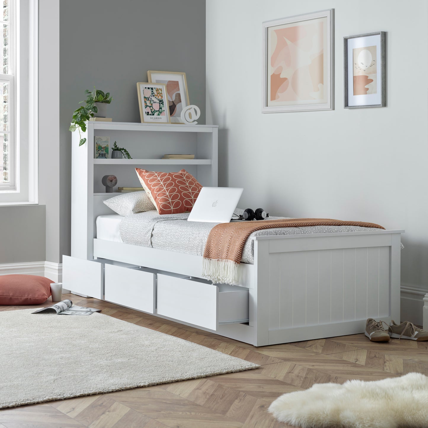 Enzo White Wooden 3 Drawer Storage Kids Bed