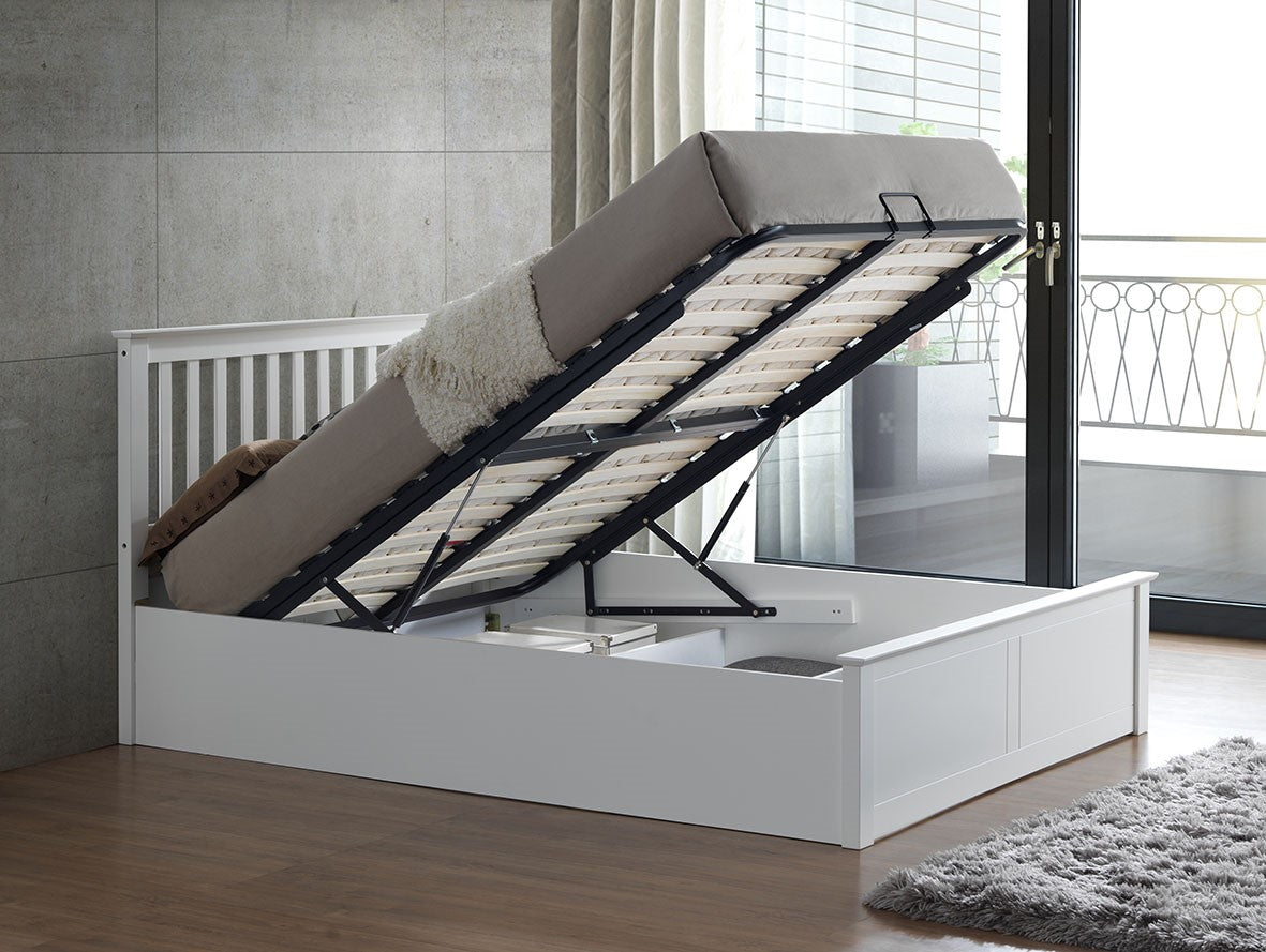 Malmo White Wooden Ottoman Bed