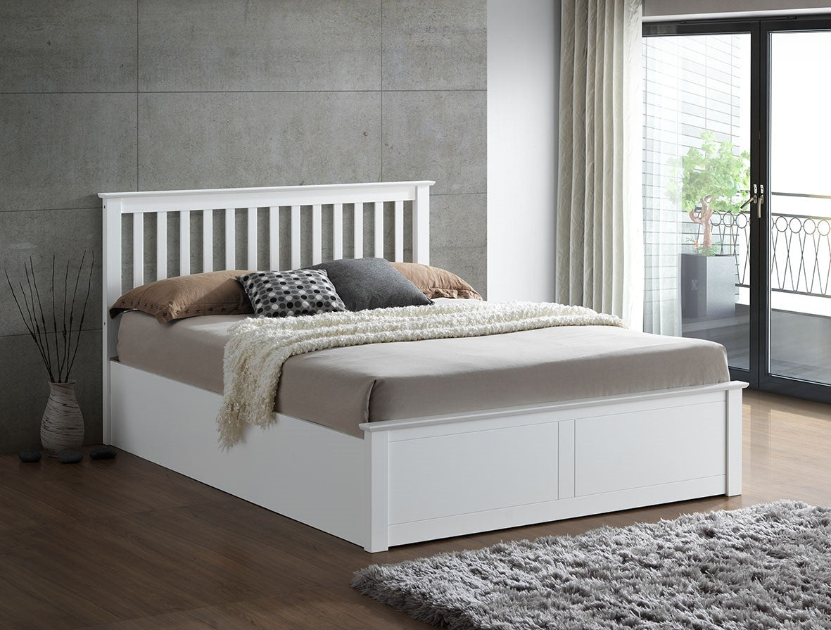 Malmo White Wooden Ottoman Bed