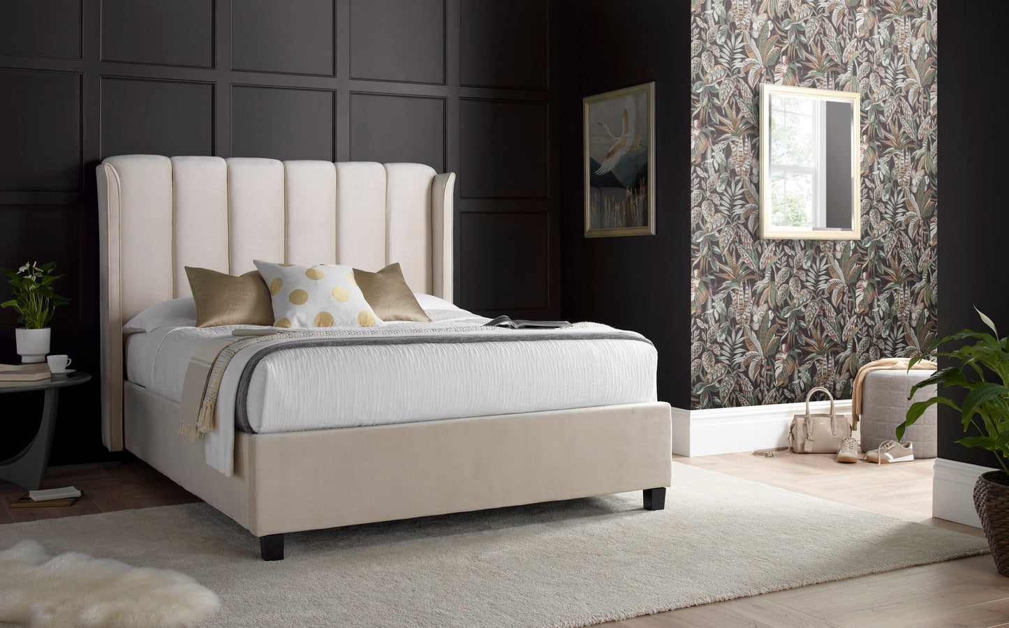 Aurora Warmstone Velvet Ottoman Bed