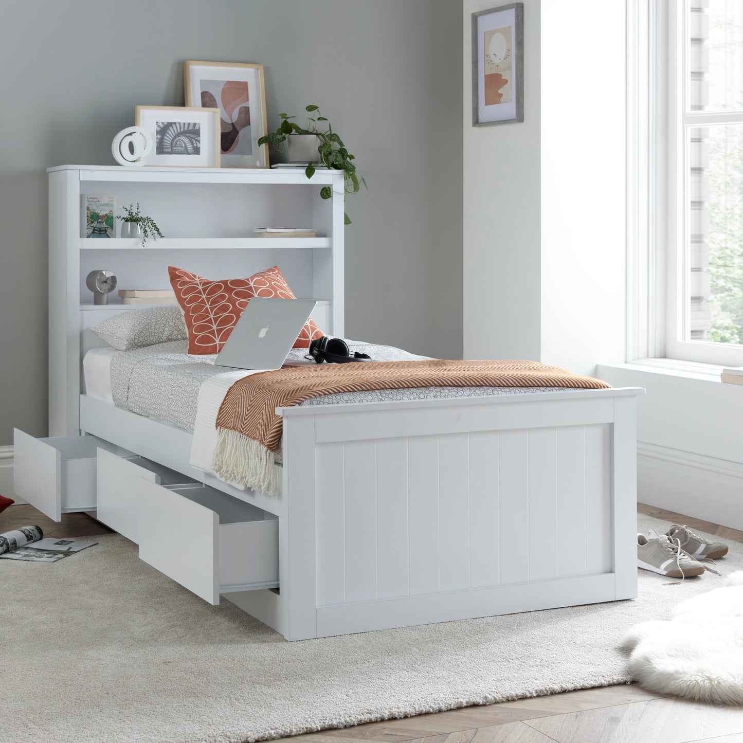 Enzo White Wooden 3 Drawer Storage Kids Bed