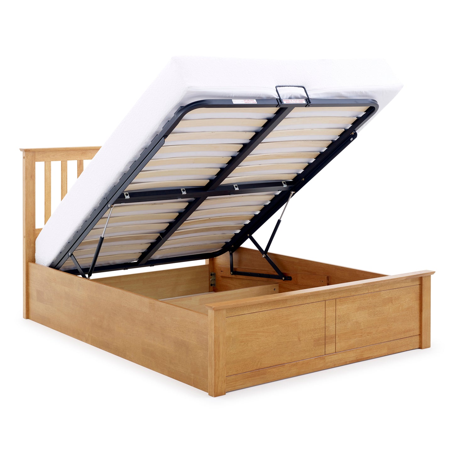 Malmo Oak Wooden Ottoman Bed