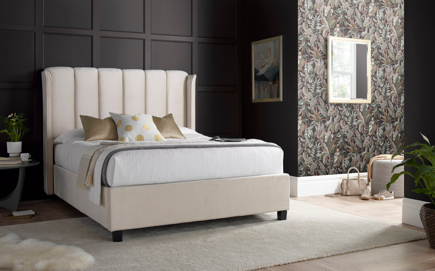 Aurora Warmstone Velvet Ottoman Bed