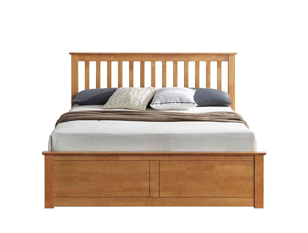 Malmo Oak Wooden Ottoman Bed