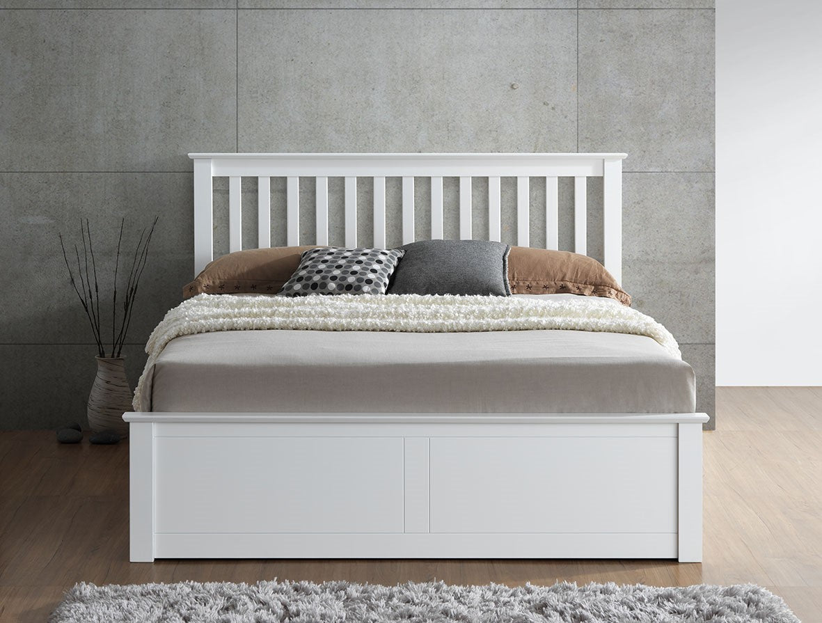 Malmo White Wooden Ottoman Bed