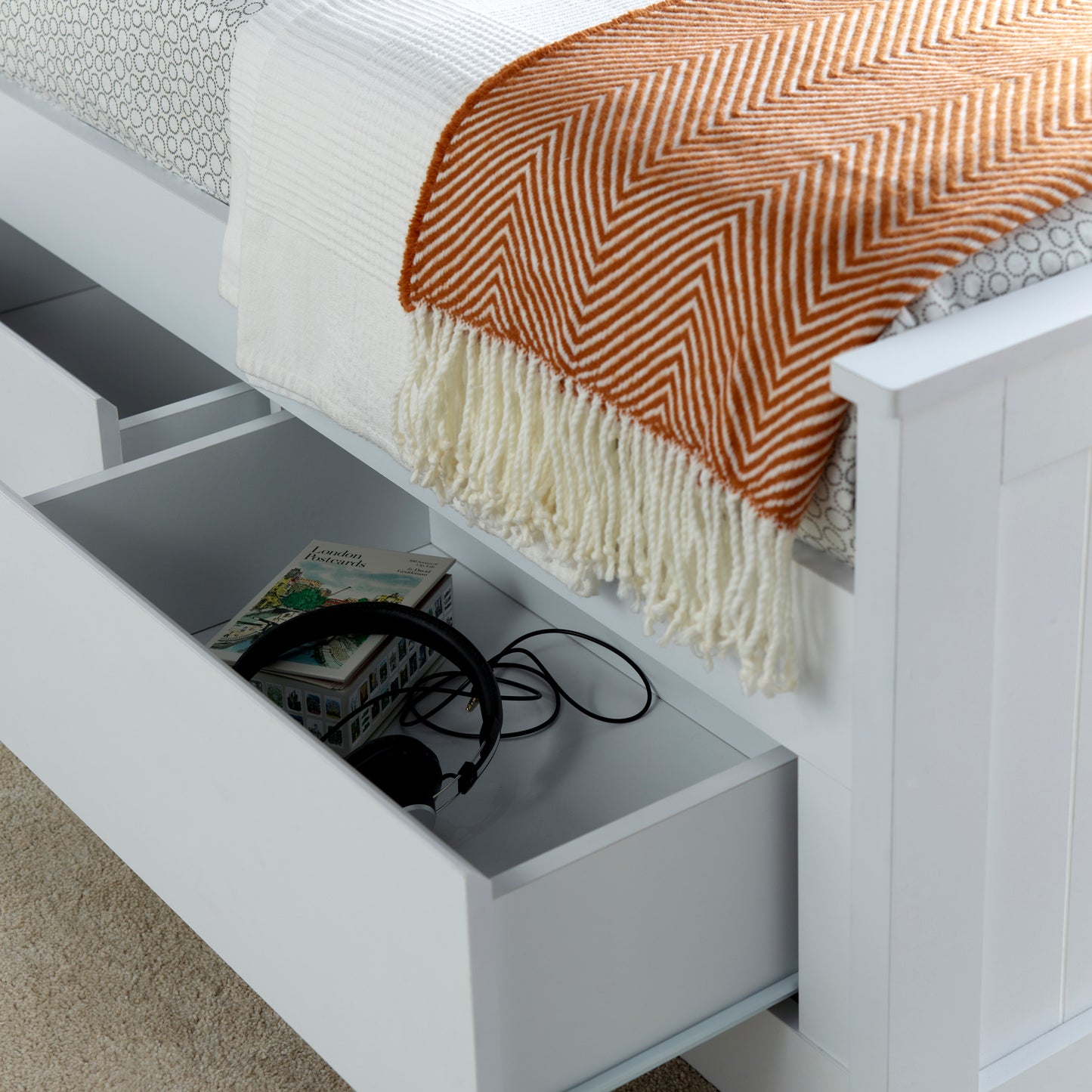 Enzo White Wooden 3 Drawer Storage Kids Bed