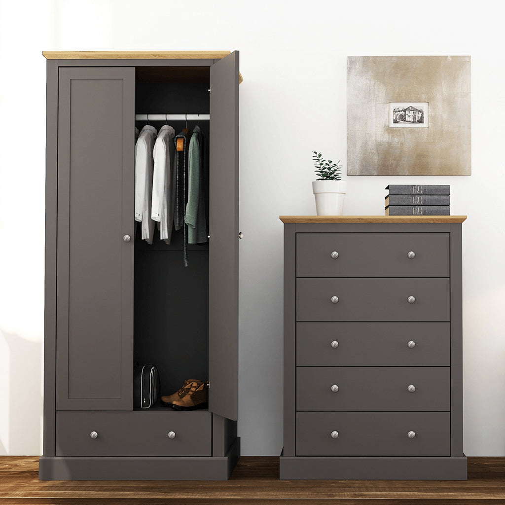 Devon Charcoal Double Wardrobe