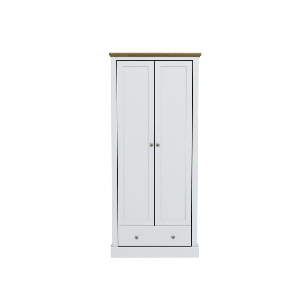 Devon White Double Wardrobe – 2 Door Bedroom Closet