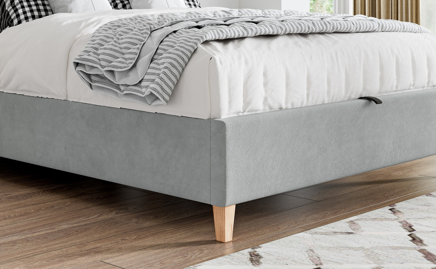 Rhodes Grey Velvet Ottoman Bed