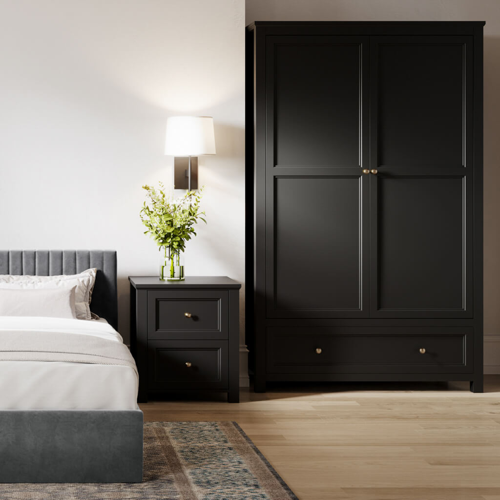 Ives Black Double Wardrobe