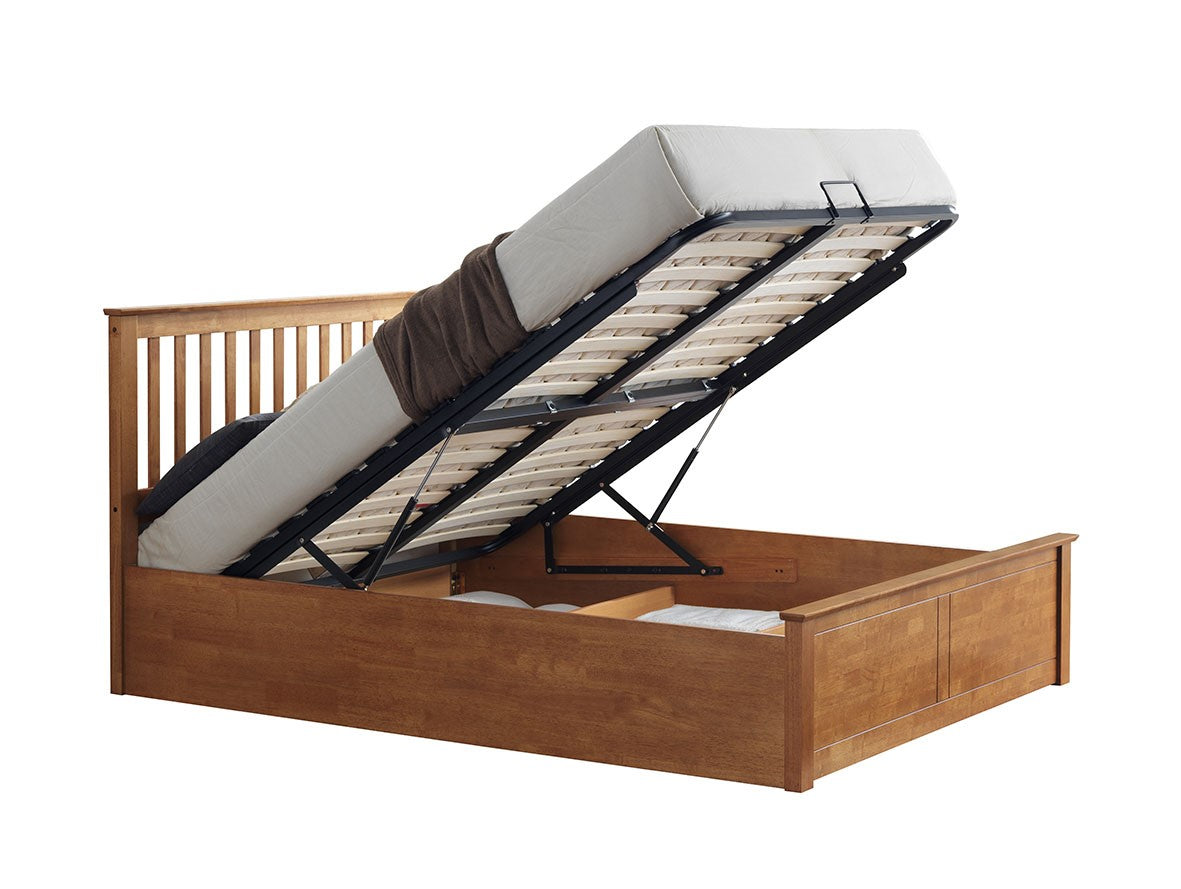 Malmo Oak Wooden Ottoman Bed