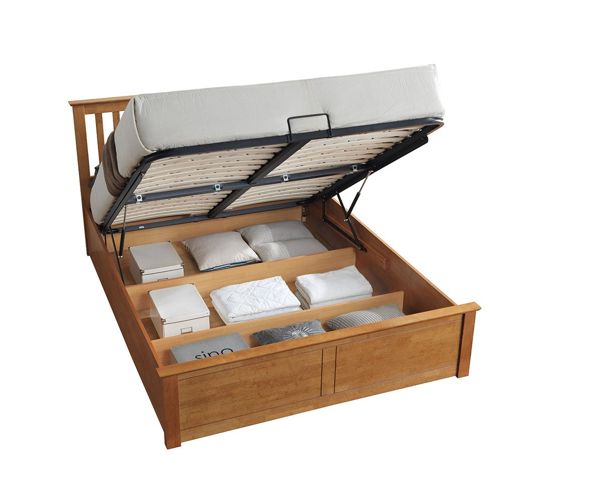 Malmo Oak Wooden Ottoman Bed