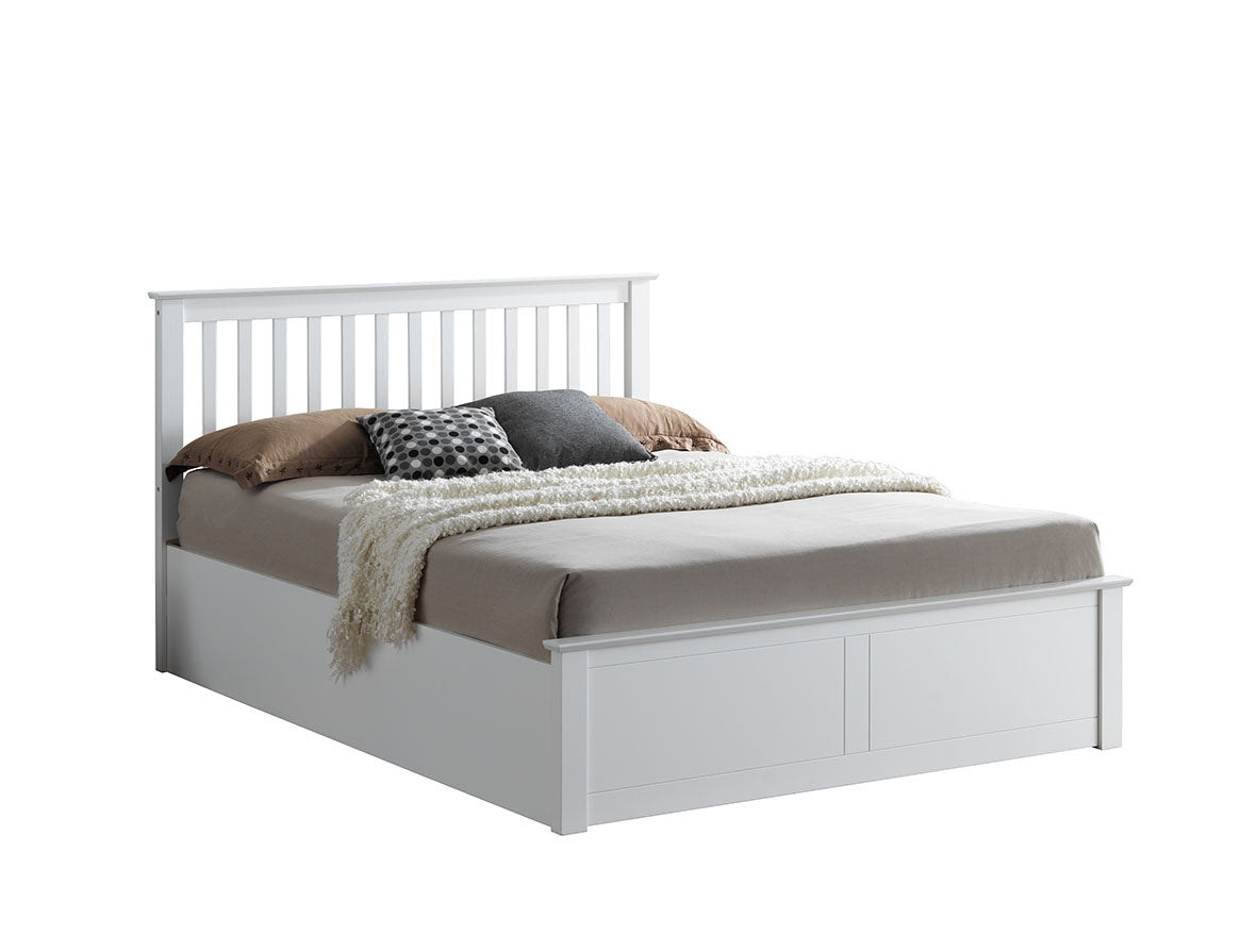 Malmo White Wooden Ottoman Bed