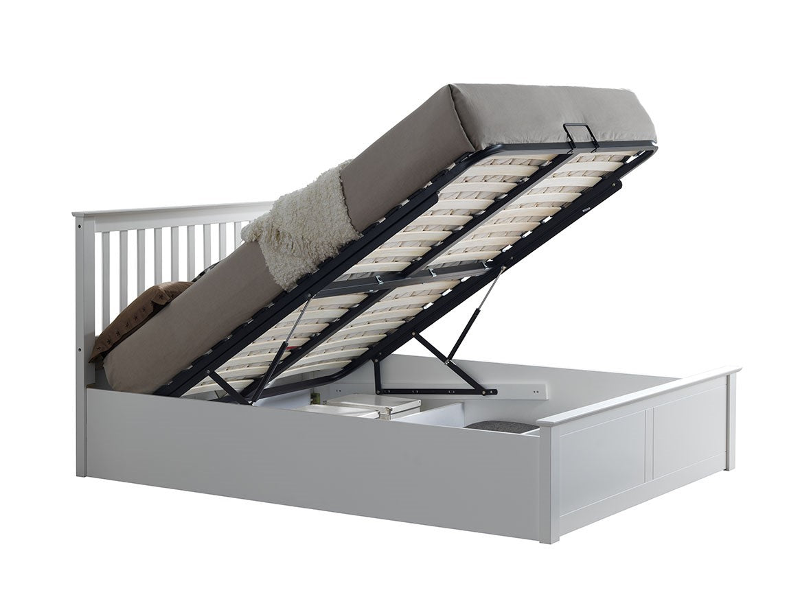 Malmo White Wooden Ottoman Bed