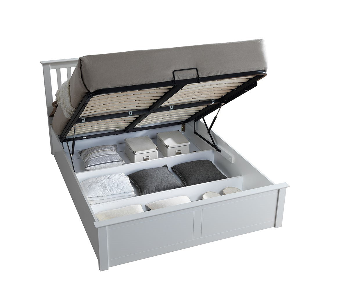 Malmo White Wooden Ottoman Bed