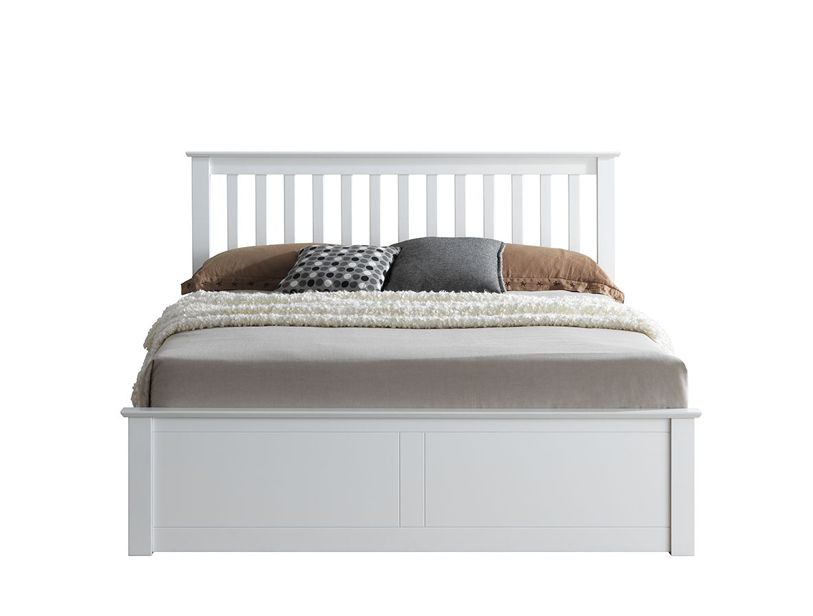 Malmo White Wooden Ottoman Bed