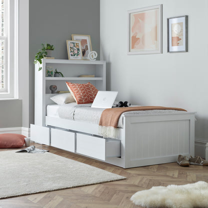 Enzo White Wooden 3 Drawer Storage Kids Bed