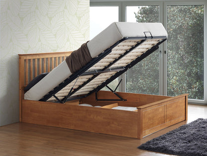 Malmo Oak Wooden Ottoman Bed