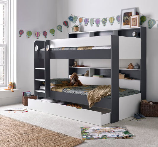 Oliver Grey and White Storage Bunk Bed