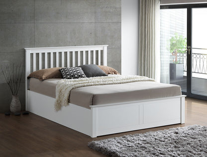 Malmo White Wooden Ottoman Bed