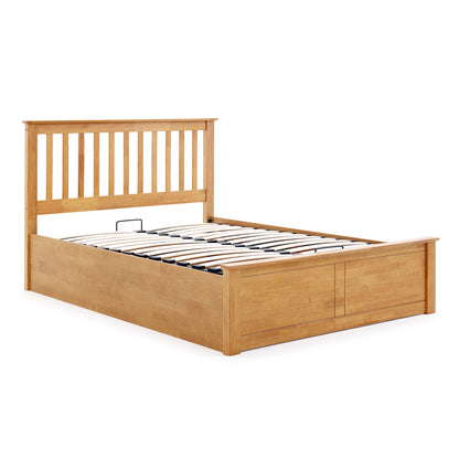 Malmo Oak Wooden Ottoman Bed