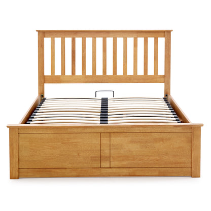 Malmo Oak Wooden Ottoman Bed