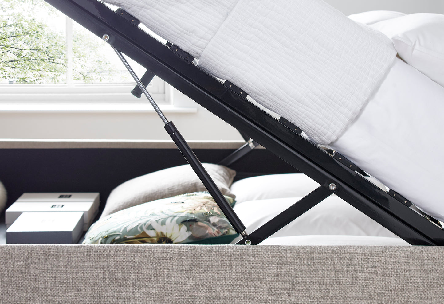 Brandon Oatmeal Fabric Ottoman Bed