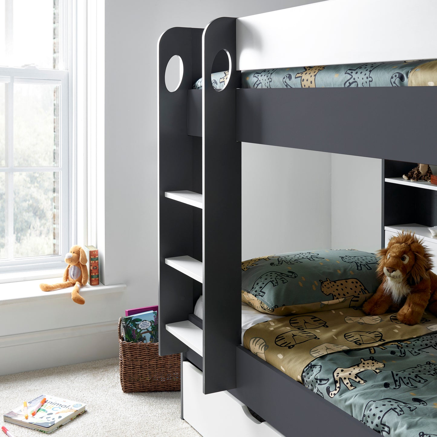 Oliver Grey and White Storage Bunk Bed