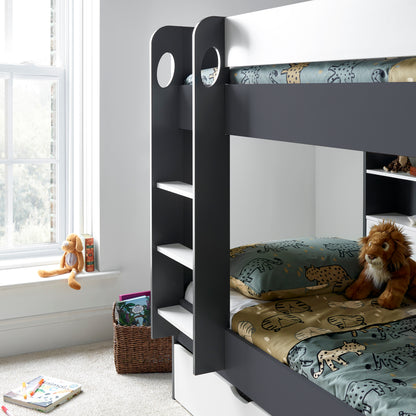 Oliver Grey and White Storage Bunk Bed