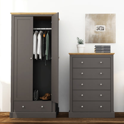 Devon Charcoal Double Wardrobe