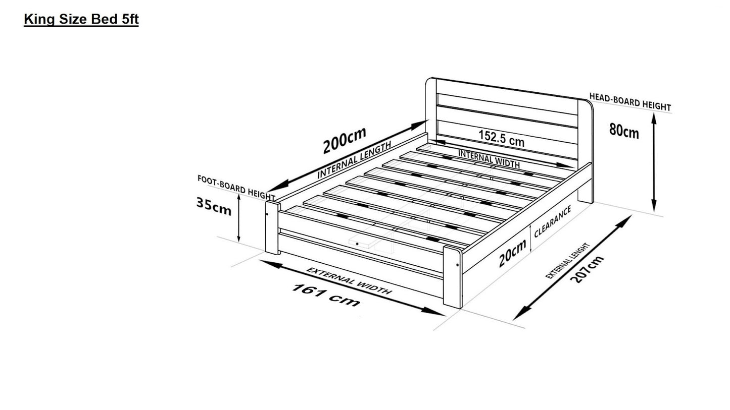 F1 Aurora Bedframe - Grey-washed Finish - King size