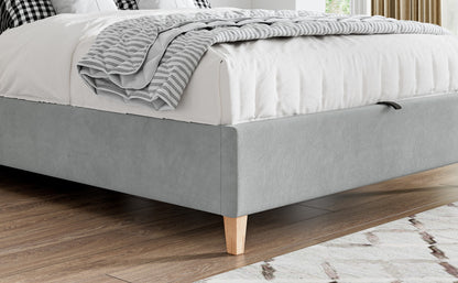 Rhodes Grey Velvet Ottoman Bed