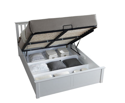 Malmo White Wooden Ottoman Bed